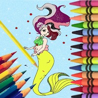 Happy Mermaid Coloring Book