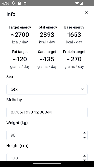 Nutrition Planner Screenshot 2