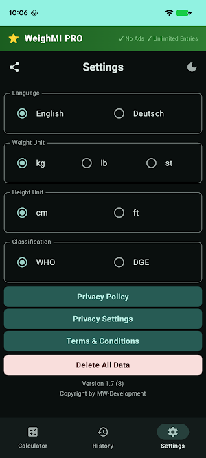 WeighMI BMI and Weight Tracker Screenshot 2