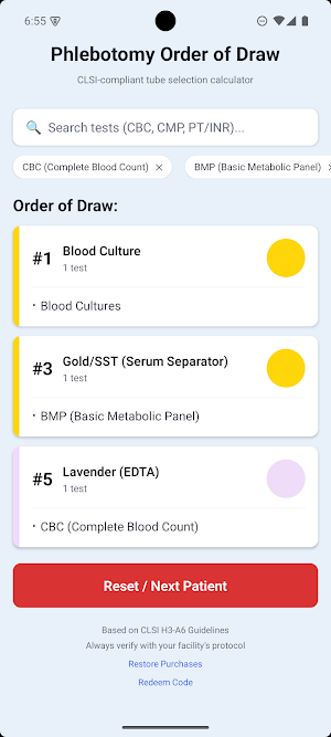 POD-Phlebotomy Order of Draw Screenshot 0