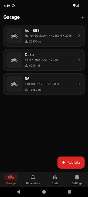 MotoGarage: Motorcycle Log Screenshot 0
