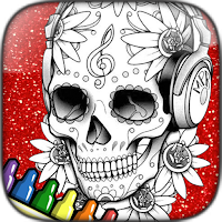Cool Skull Glitter Coloring