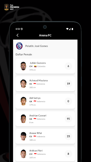 Piala Presiden App 2025 Screenshot 3
