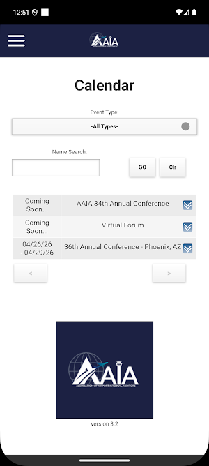 AAIA Events Screenshot 1