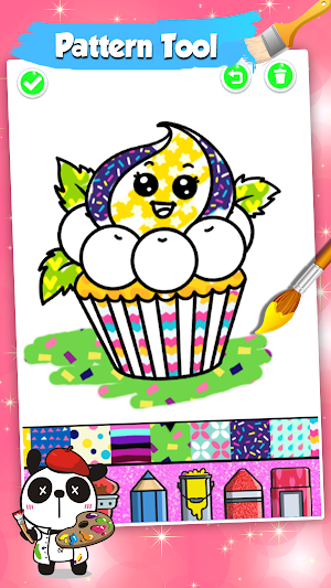 Cupcakes Coloring Book Glitter & Pattern Screenshot 2