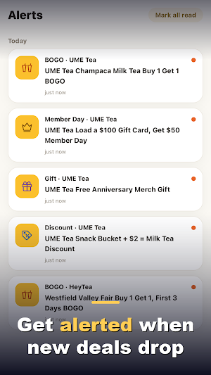 Deal Alarm: Boba Deal Alerts Screenshot 2