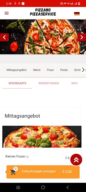 Pizzano Pizza Service Screenshot 1