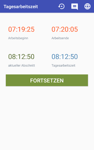 Tages-Arbeitszeit Screenshot 2