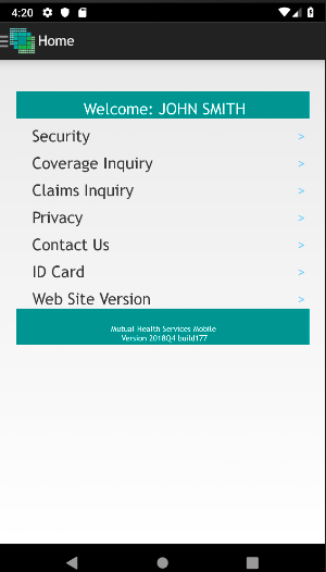 Mutual Health Services Mobile Screenshot 1