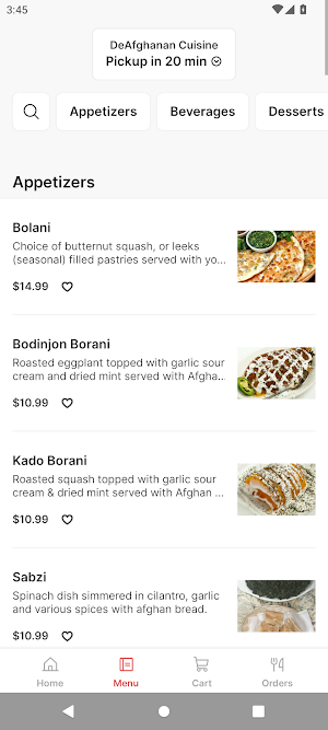 De Afghanan Cuisine Screenshot 1