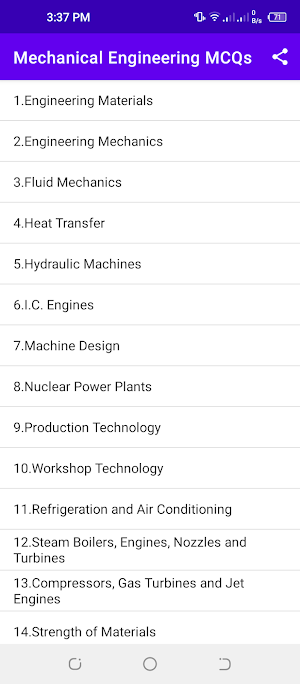 Mechanical Engineering MCQs Screenshot 1