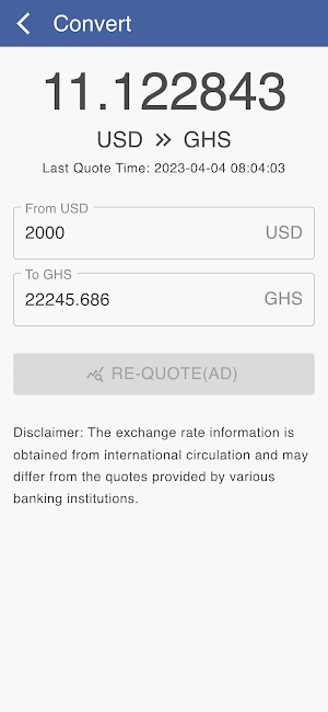 USD to Ghanaian Cedis Screenshot 2