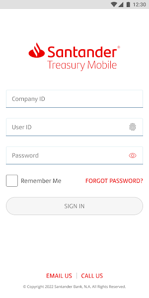Santander Treasury Mobile Screenshot 0