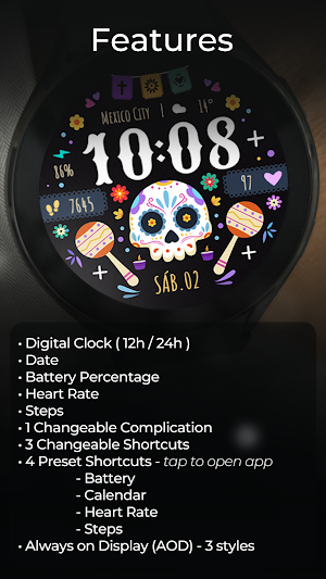 TVV Día de Muertos Watch Face Screenshot 1