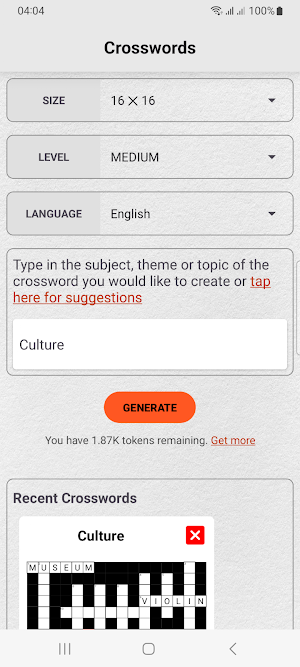 AI Crossword Puzzle Generator Screenshot 2