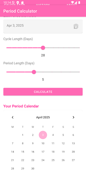 Period Calculator Screenshot 1