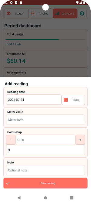 Simple Home Energy Log Screenshot 1