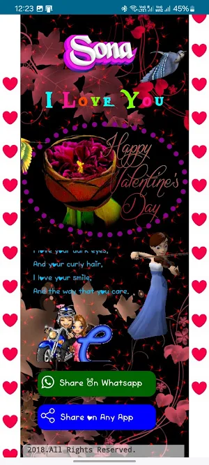 Valentine Live Greeting Card Screenshot 1