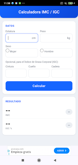 Calculadora IMC e IGC Screenshot 0