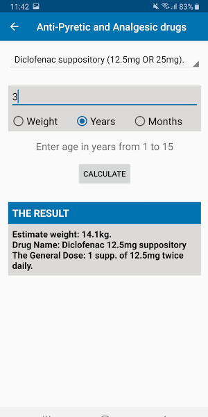 Pediatric Dose Calculator Screenshot 2