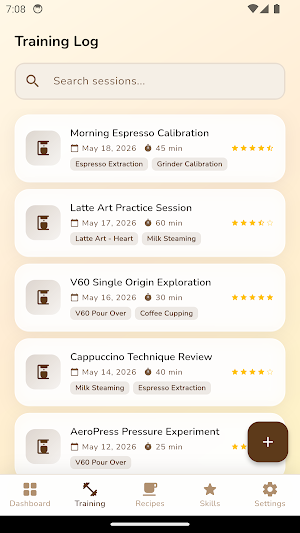 Barista Training Log Screenshot 1