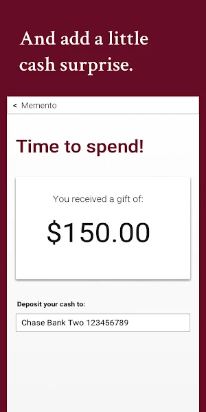 Memento: Personal Cash Gifts Screenshot 3