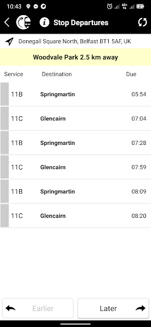 Belfast Bus Tracker Screenshot 3