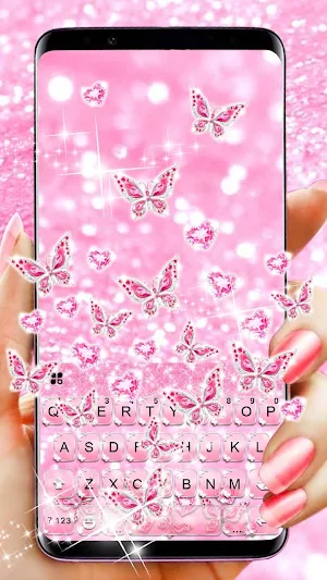 Pink Butterfly Gravity Keyboard Theme Screenshot 1