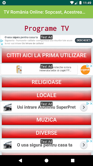 TV Romania Online Sopcast, Acestream, HTTP Streams Screenshot 0