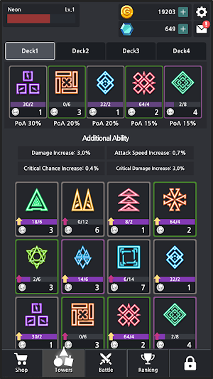 Neon Defence : Merge Tower Defence Screenshot 0