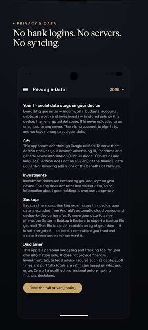 Private Budget Tracker Screenshot 1
