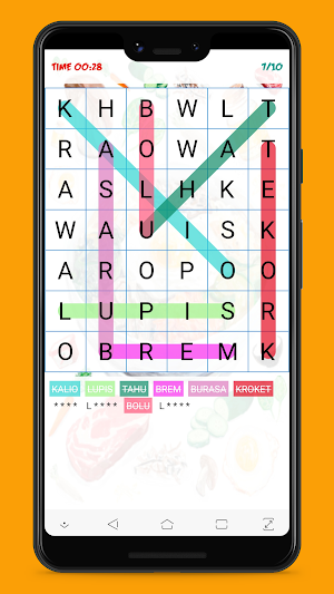 Indonesian Dishes Wordsearch Screenshot 1