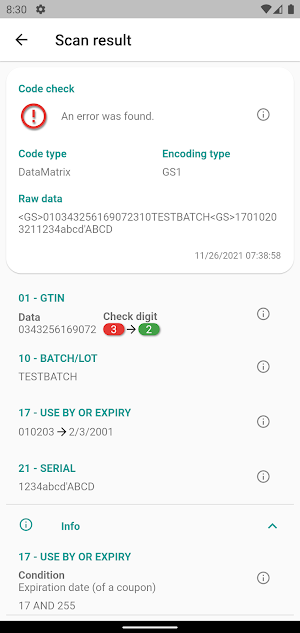 TQS Code Reader Screenshot 2