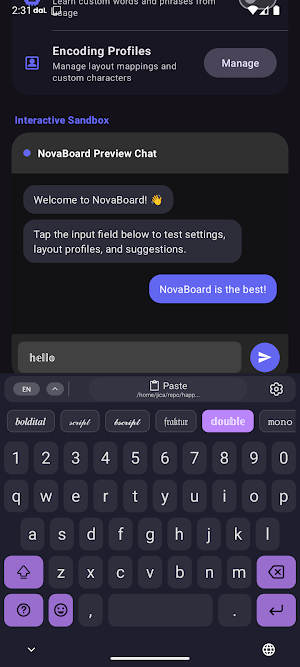 Novaboard - Cipher Keyboard Screenshot 1