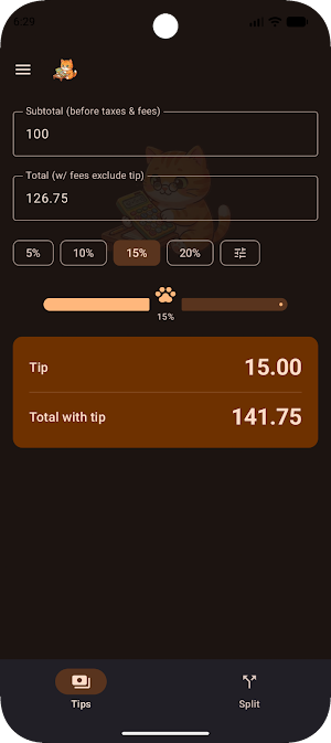 Tabby Belly: Tip & Bill Split Screenshot 0
