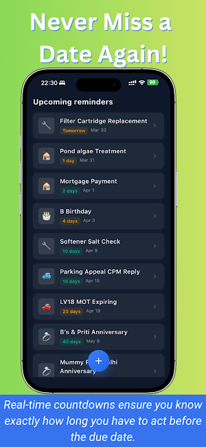 DateTracker: Smart Reminders Screenshot 1