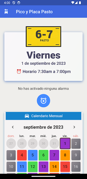 Pico y Placa Pasto 2023 Screenshot 2