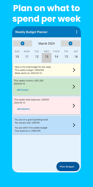 Weekly Budget Planner Screenshot 0