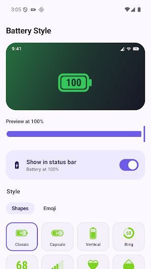 Battery Style: Status Bar Icon Screenshot 0