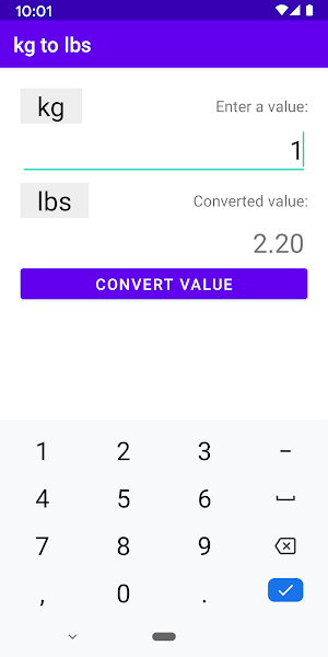 kg to lbs Screenshot 2
