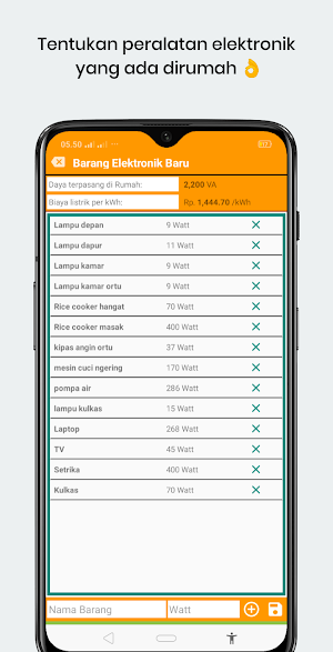 Kalkulator Pemakaian Listrik Dirumah Screenshot 2