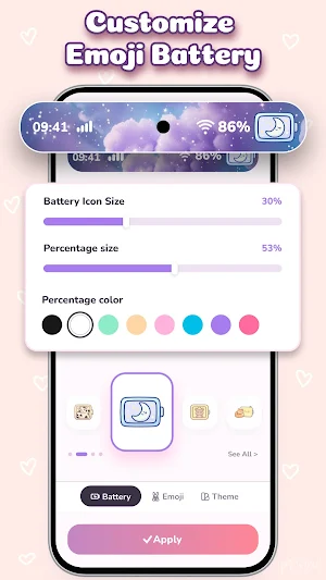 Emoji Battery Icon Custom Bar Screenshot 2