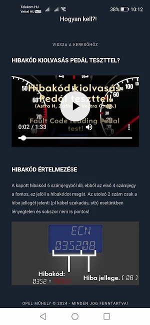 Opel Műhely Hibakódok Screenshot 2