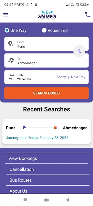 Shatabdi Travels. Screenshot 1