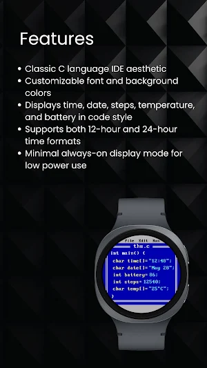 Retro C Compiler Watch Face Screenshot 3
