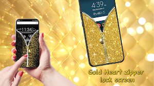 Heart Gold Zipper Screen Lock Screenshot 3