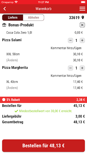 Pizza Kurier - Steinhagen Screenshot 1