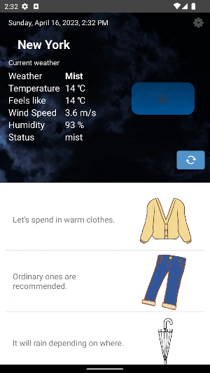 Weather&Clothes Screenshot 2