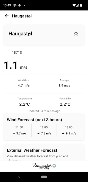 Haugastøl Windmeter Screenshot 1