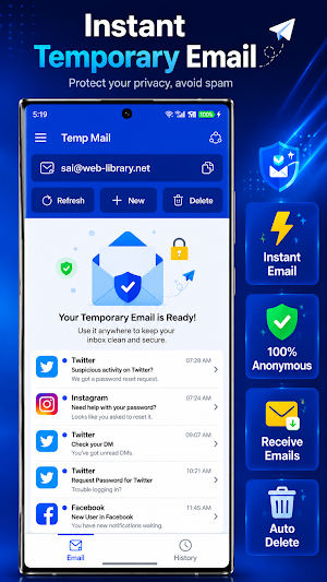 Temp Mail - Temporary Email Screenshot 0